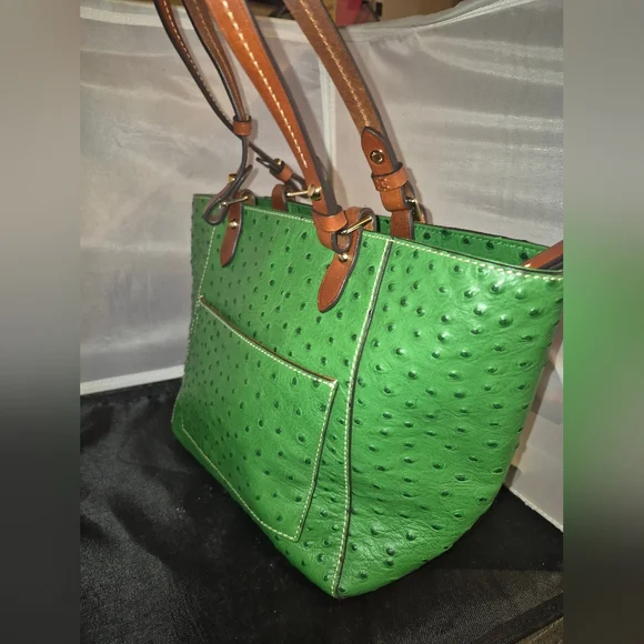 Dooney & Bourke Green Ostrich-Embossed Tote *rare - Picture 2 of 8